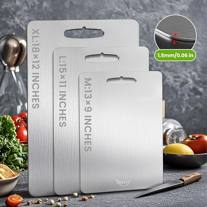 New Titanium Cutting Board-100% Pure Titanium Cutting Boards For Kitche,Easy to clean, Double-sided food-grade Cutting Board For Meats, Fruits And Vegetables（18 * 12）