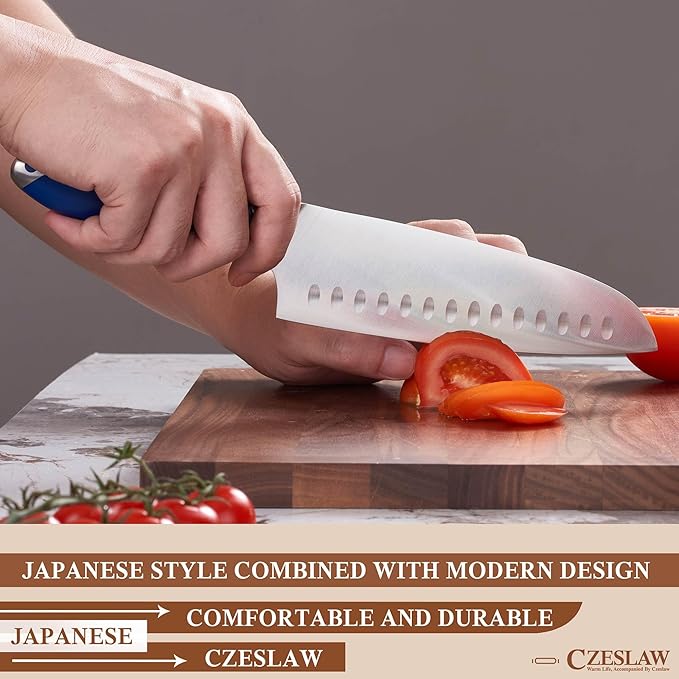 knife set, 3 Piece kitchen knife set - Razor Sharp Professional Japanese Chef Knife set, Forged from High Carbon German Steel,Full Tang Prussia Blue Handle,cooking gifts cooks