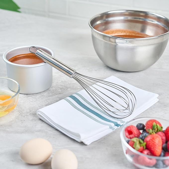 Restaurantware-German Standard 10.6 Inch French Whisk, 1 Dishwashable Kitchen Wire Whisk - Ergonomic Handle, Durable, Stainless Steel French Whip, For Blending, Stirring, Mixing Of Ingredients