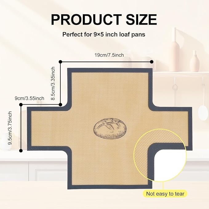 2 Pcs Thickened Silicone Bread loaf pan liners for baking bread 9x5，Silicone Baking Mat for 9x5 Inch Loaf Pan, Nonstick & Reusable, Easy to Clean, High-Temp Resistant (Black and Red)