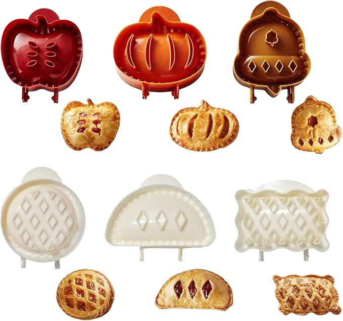 6PCS Mini Hand Pie Molds,Party Potluck Hand Pie Molds for Baking,Fits All Kinds of Festivals and Parties (6PCS-B)