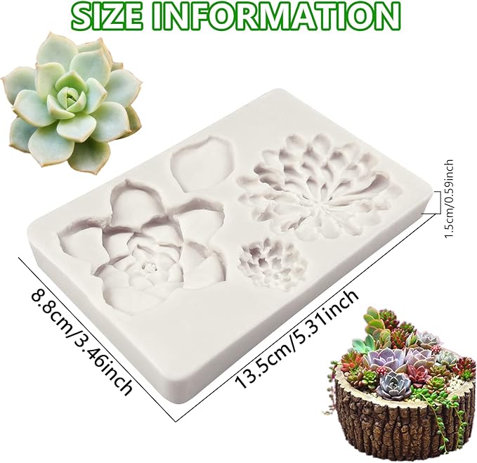 Succulent Fondant Molds, Tropical Plant Cake Decorating Mold for Baking Candy Chocolate Mousse Biscuit Dough Flower Paste Massecuite Sugar Craft Clay Resin