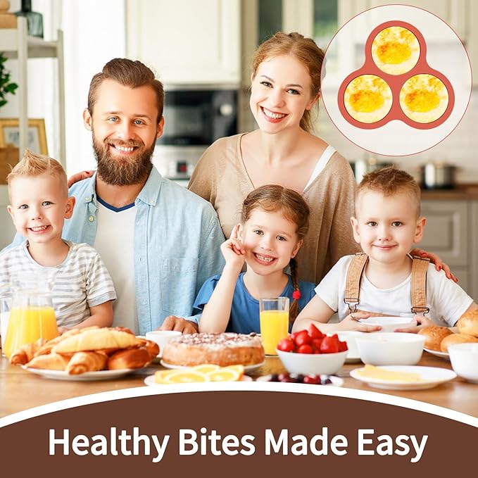 JOERSH 2-PK Air Fryer Egg Mold, 4 Inches Round Egg Bites Silicone Molds, Air Fryer Baking Pan Non-Stick for Breakfast Sandwiches, Hamburger Buns, Pancake, Jumbo Muffin Tops