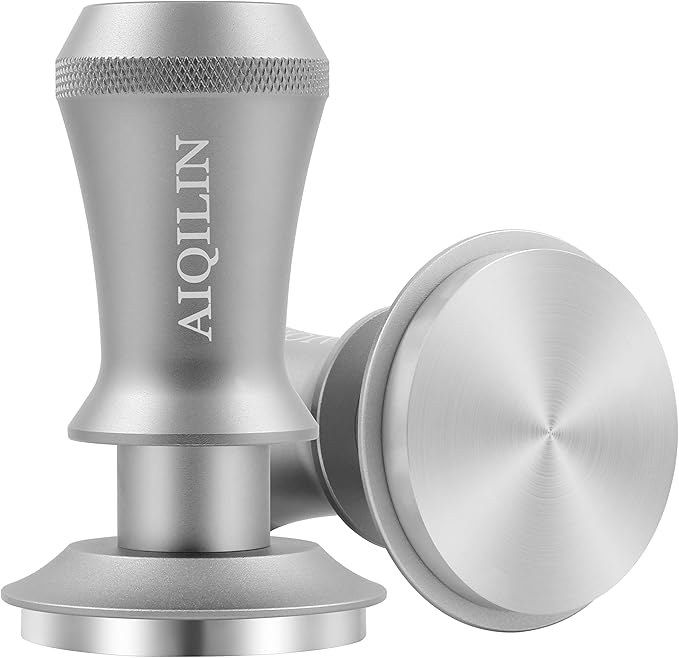 Espresso Tamper, Constant 30lb Coffee Tamper with double Calibrated Spring Loaded, Stainless Steel double spring loaded Coffee Tamper Fits for All Portafilters- Flat Base (51mm, SILVER)