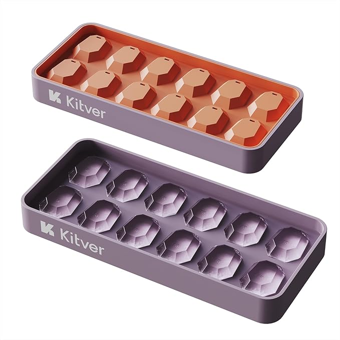 Gem Ice Cube Trays with Lid, Create Crystal Clear Ice Cubes for Whiskey & Cocktails, Flexible Silicone Trays with Leakproof Lids for Easy Stacking & Storage, BPA Free