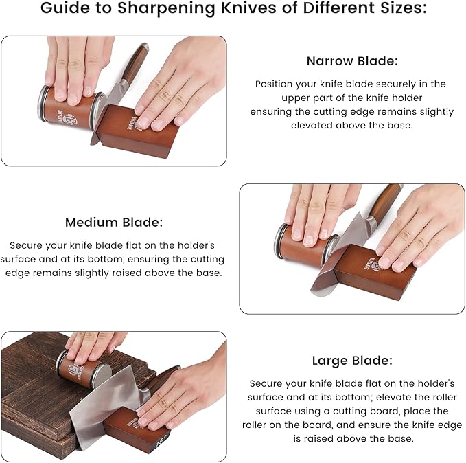 Professional Rolling Knife Sharpener Kit – Premium Diamond & Ceramic Discs, Adjustable 15°/20° Angles, Includes Leather Strop for Effortless Kitchen Knives Sharpening