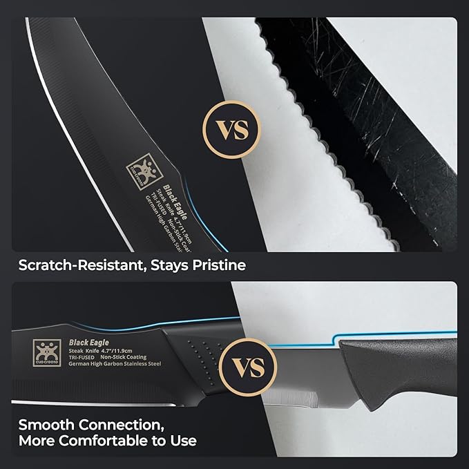 Steak Knives Set of 12, 4.7 Inch Straight Edge Meat Knives, Dishwasher Safe by SGS Cerf, Super Sharp for Precise Cutting, Non-stick Blade & Anti Rust, Easy to Maintain Ideal for Restaurant