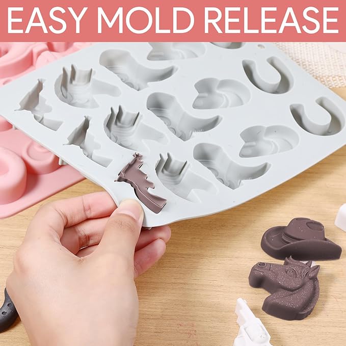 2 PCS Cowboy Chocolate Molds, Cowboy Hat, Boots, Saddle Shaped Cakesicle Molds Silicone, Western Party Theme, For Cupcakes, Cake Pops, Jellies, Chocolates, Candies