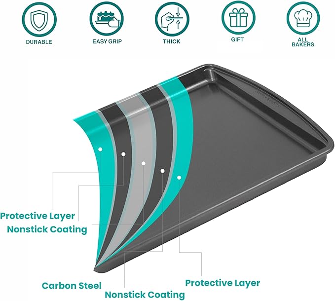 Baker's Secret Nonstick Cookie Sheet 15in baking area, Baking Tray for Oven Premium Food-Grade Coating, Non-stick Cookie Sheets, Baking Accessories - The Classic Collection (1x Medium 15" x 11")
