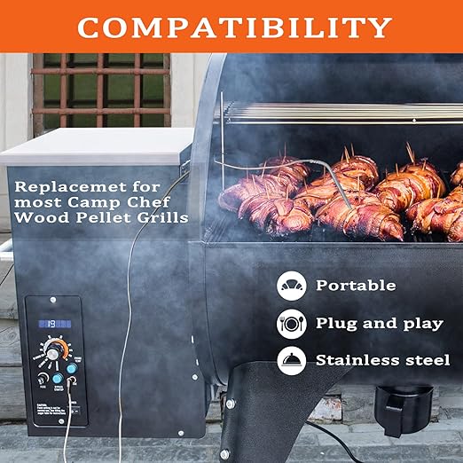 2 Pack High Temperature Meat Probe, Compatible with Camp Chef Wood Pellet Grills, Comes with 2pc BBQ Clip, Replace Stainless Steel Accessories