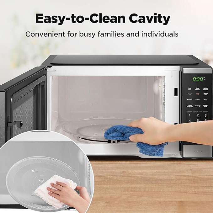 BLACK+DECKER Countertop Microwave Oven 0.9 Cu Ft, 6 Auto Menus, Child Lock, Memory Function, 10 Power Levels, Easy One-Touch Start, Digital Panel, 900W