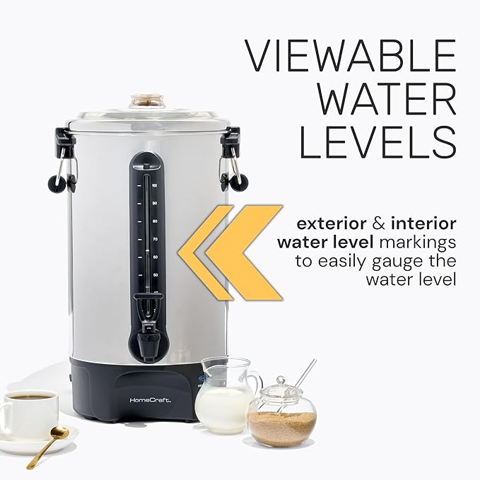Homecraft 100-Cup Coffee Urn and Hot Beverage Dispenser with Dripless Faucet, Quick-Brewing, Stainless Steel