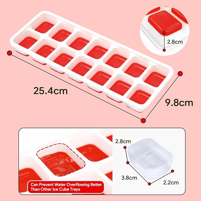 Ice Cube Trays 4 Pack, Airabc Silicone Ice Cube Trays with Removable Lid, Easy-Release Flexible 14-cube Ice Trays, LFGB Certified and BPA Free, Stackable Ice Trays with Covers for Cocktail, Freezer