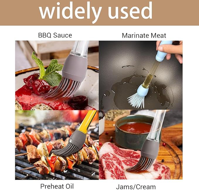 4-Pack Heat-Resistant Silicone Basting Brushes for Cooking - Ideal for Spreading Oil,Sauces,Butter,Perfect for BBQ,Baking,Grilling and Outdoor Use