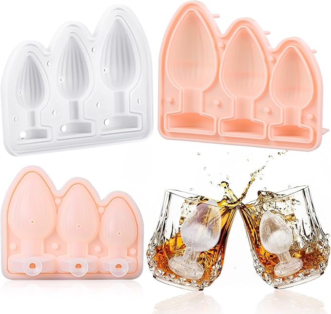 Hoolerry Ice Cube Molds Cube Trays Fun Shapes Silicone Ice Ball Maker with Lid for Whiskey Cocktails Juice Drinks Beverage Crafting Accessories White Elephant Gifting(Skin Color,Multi-size)
