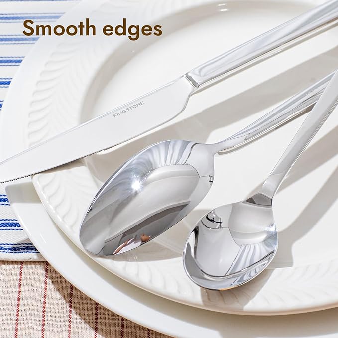KINGSTONE Silverware Set, 40-Piece Flatware Cutlery Set Premium Stainless Steel, Service for 8, for Kitchen, Home, Wedding, Party, Mirror Polished and Dishwasher Safe