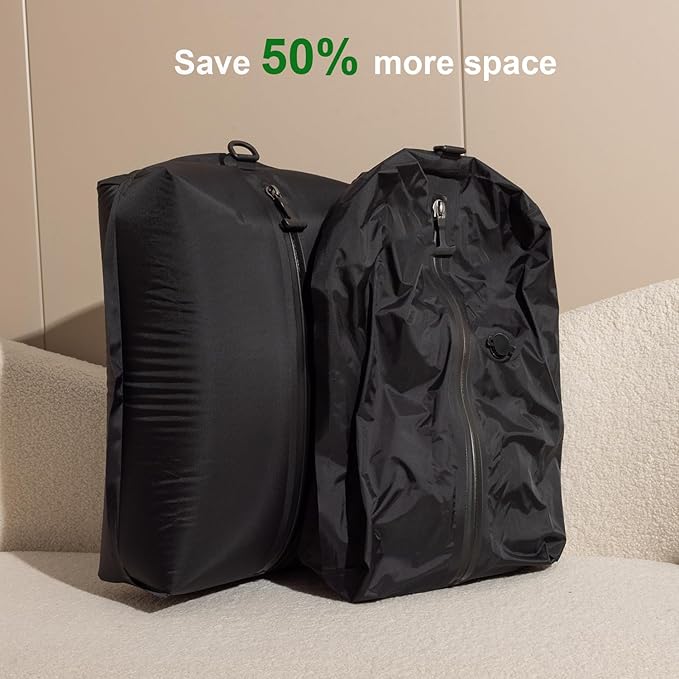 34L Vacuum Bags for Travel Luggage with Pump, Reusable Space Saver Waterproof Compression Bags for Suitcase,Backpack, Vacuum Seal Packing cube for Storage Organizer Cloth (2bag+1pump-34L)