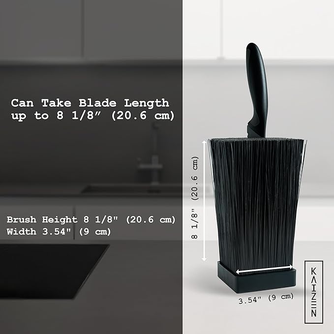 KAIZEN Bamboo Knife Block Without Knives - Perfectly Sized Universal Knife Holder for Knives, Scissors - Unique Knife Storage for Counter Top with Anti-Slip Base (Natural Wood)
