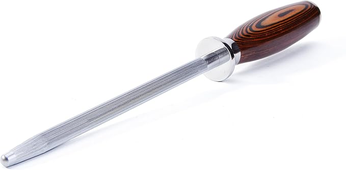 TUO Honing Rod, Sharpening Steel with Larger Diameter for Kitchen Knife Daily Sharpening Maintenance, High Carbon Steel Knife Sharpener Rod, Ergonomic Handle, 8 inch