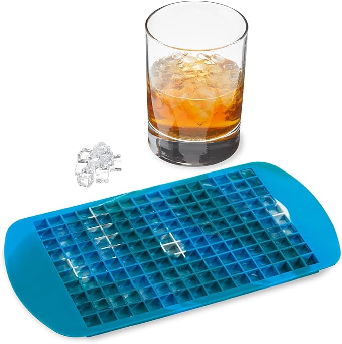 Host Mini Ice Cube Tray, Makes 160 Cubes, Durable Silicone Trays, Perfect for Cocktails, Whiskey, Bourbon, Margarita, Mojito, Iced Coffee, Home Kitchen Essentials, Set of 1, Blue Marble