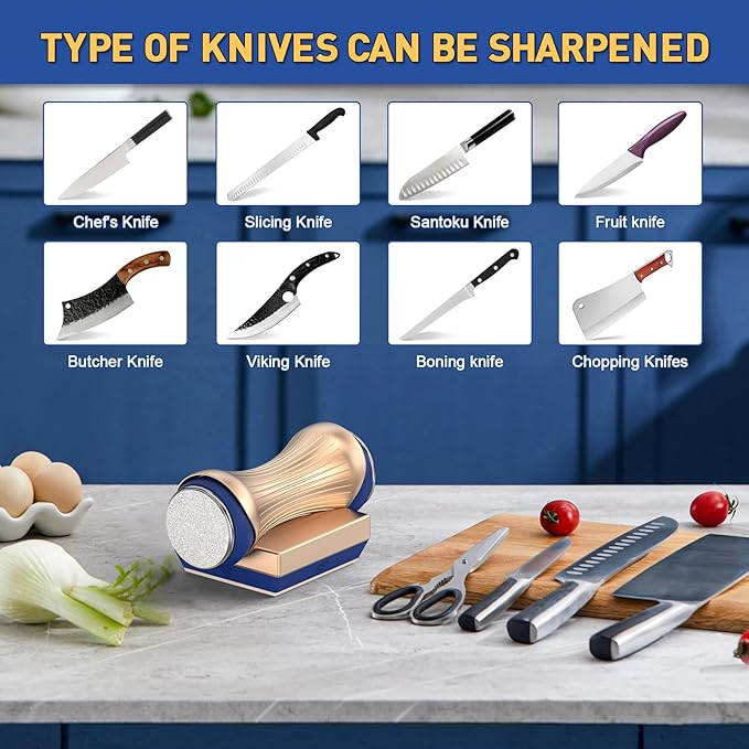 Homly Rolling Knife Sharpener, Knife Sharpening with Industry Diamonds for Steel of any hardness, Made Easy Knife Sharpener Kit for Kitchen Knives, Offers 15 & 18 & 20 & 25 Degree Sharpening