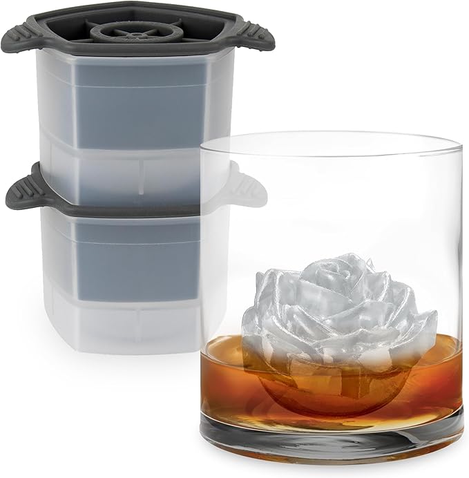 Tovolo Ice Cubes Mold Pack of 2 Large Craft Ice Molds for Whiskey Bourbon Cocktails, Easy Fill No Leak Silicone Ice Molds Gift for Him Stackable Dishwasher Safe BPA Free Heart Ice