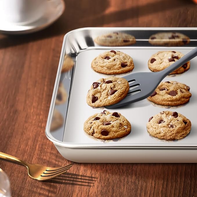 Stainless Steel Cookie Sheets, Baking Sheet Pan Set of 3, Non Stick and Heavy Duty and Easy Clean, 9/12/16 Inch