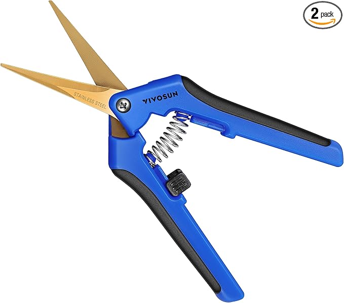 VIVOSUN 2-Pack Curved Gardening Scissors 6.5 Inch Hand Pruner Shear with Titanium Coated Precision Blades (Curved Blades)