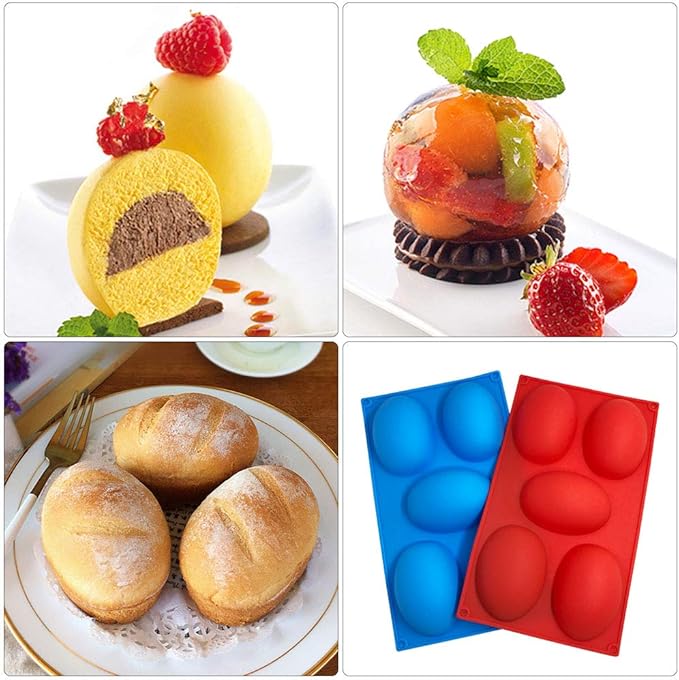3 Packs 5 Cavities Easter Eggs Silicone Mold,findTop Baking Mold Cake Pan, Biscuit Chocolate Mold, Ice Cube Tray, Soap Mold
