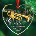 Awesome Trumpet Glass Ornament Gift for Xmas 2025, Customized Text Year Name Trumpet Lover Christmas Ornaments Gift for Women Men Friends Besties Coworker, Personalized Trumpets Player Glass Ornament