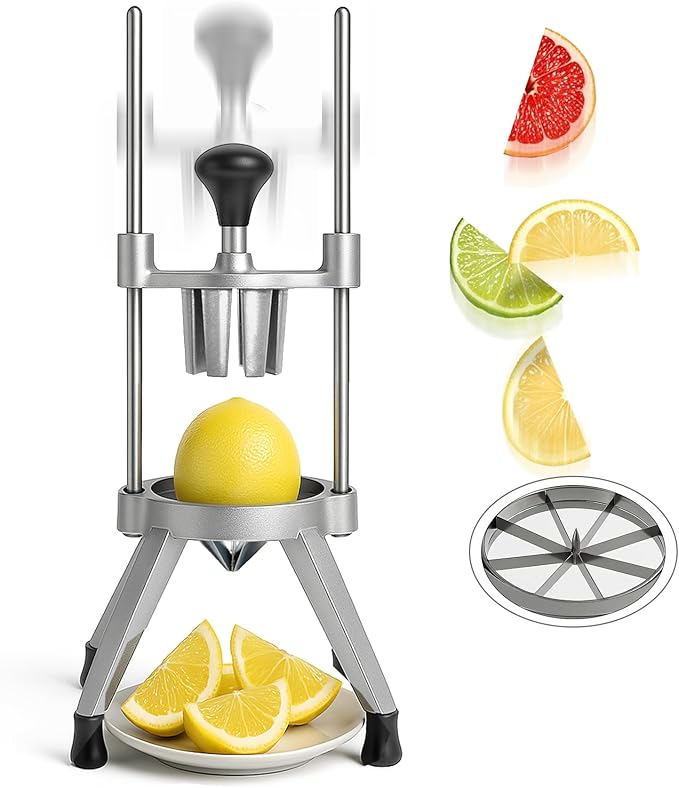 Commercial Easy Wedger Lemon Cutter Fruit Orange Lime Slicer 8 Section 304 Stainless Steel Blade Vegetable Tomatoe Potatoe Chopper Dicer for Home Bar Restaurant