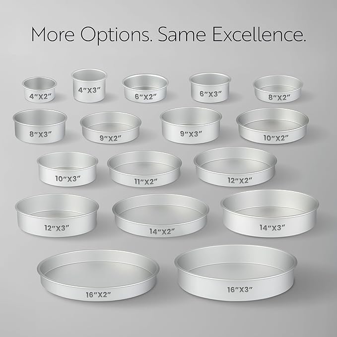 Restaurantware-Met Lux 16 x 3 Inch Straight-Sided Baking Tins, 12 Round Cake Pans - Oven-Ready, Freezable, Anodized Aluminum Round Baking Pans, Greaseproof, For Layer Birthday Cakes