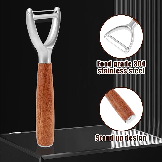 5Pcs Y Style Stainless Steel Vegetable Peeler for Fruit Veggie Heat Resistant Incisive Cucumber Peeler With Solid Wood Handle for Home Kitchen Use