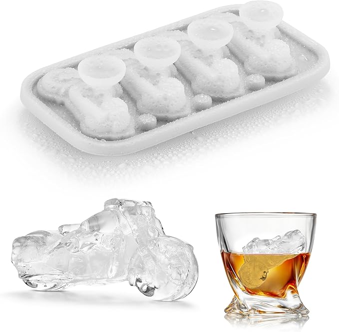 Novelty Motorcycle Ice Cube Mold, Funny Motorcycle Gifts for Men, Holiday Stocking Stuffers for Men, Large Ice Cube Molds for Whiskey, Bourbon, Cocktails