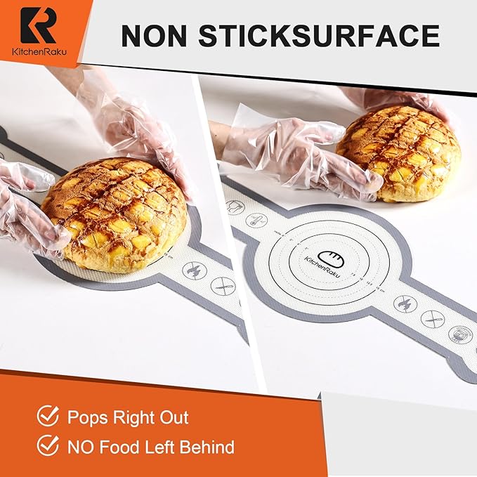 Cook's Aid 2 Pcs Silicone Bread Sling for Dutch Oven, Non-Stick Bread Baking Mat Set, Reusable Sourdough Bread Sling with Long Handles for Easier Transfer for Dough
