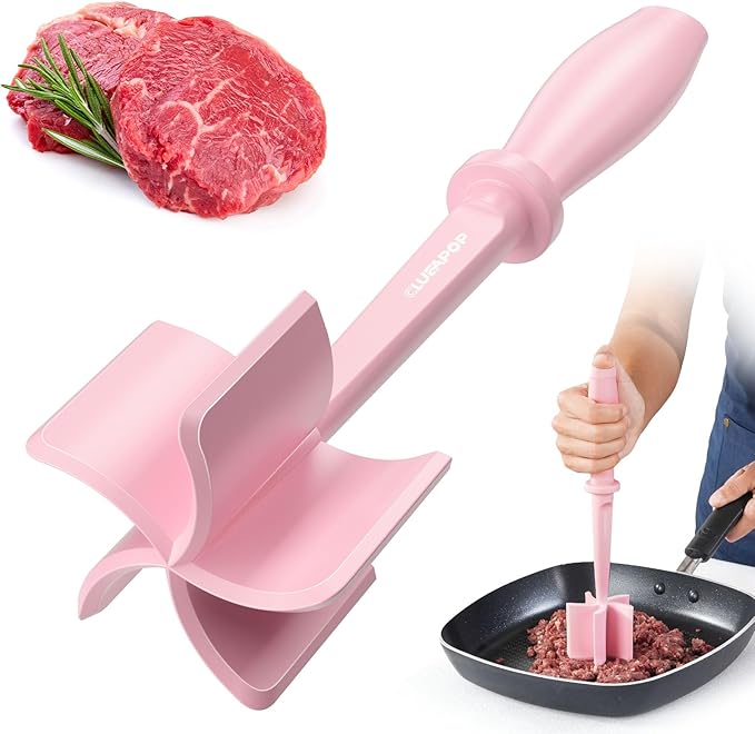 Upgrade Meat Chopper, Heat Resistant Meat Masher for Hamburger Meat, Ground Beef Smasher, Nylon Hamburger Chopper Utensil, Non Stick Mix and Chop, Potato Masher Tool