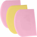 SURDOCA Dough Scraper Bench Scraper - 3P 4.7x3.7" Plastic Flexible Bowl Scraper, Sharp Edge & Angles Cake Scraper. Non-Slip Bakeware Decorating Tools Sculpting & Modeling Tools - Pink+Yellow+Pink