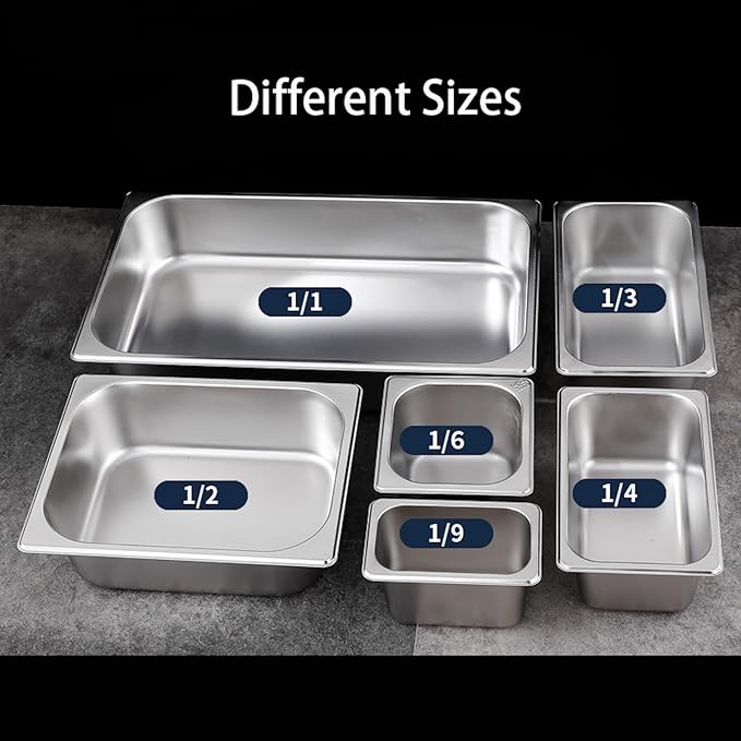 5 Pack Stainless Steel Hotel Pans，1/3 Size，6" Deep Steam Table Pan，Commercial Food Storage Containers Stackable Metal Steamer Pan for Hotel Restaurant Buffet Party (1/3 Size x 6" Deep)