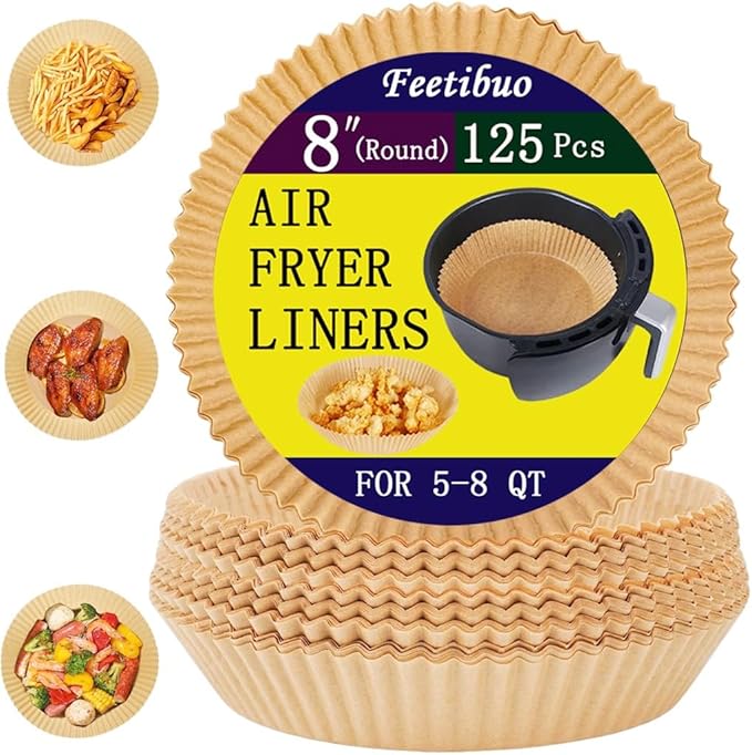 parchment paper for air fryer, 7.9inch round air fryer liners disposable,125PCS Non-stick parchment paper sheets for 5-8QT airfryer liners, Baking, Roasting Microwave