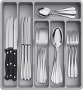 Lifewit Silverware Drawer Organizer Tray, Plastic Cutlery Storage for Kitchen Drawer, Flatware and Utensil Holder Divider for Spoons Forks Knives Tableware, 6 Compartment, Gray
