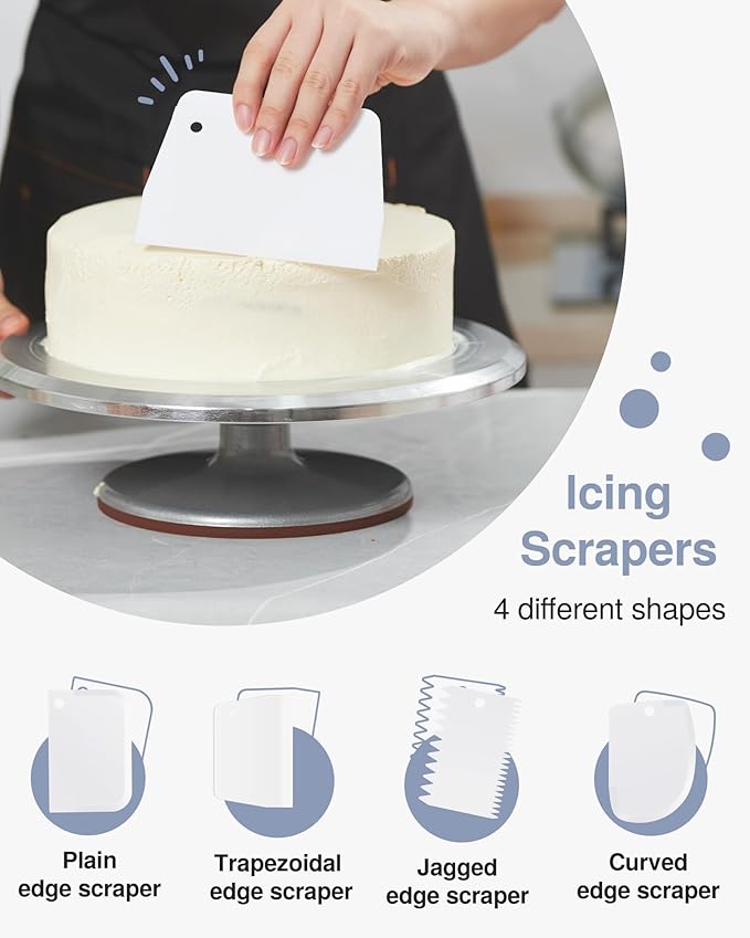 Puroma Cake Turntable, 12'' Aluminium Alloy Cake Stand, Cake Decorating Kit with 3 Icing Spatulas and 4 Icing Combs, Cake Decorating Supplies for Cake, Cupcake, Desserts