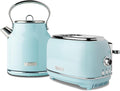 Haden Heritage 1.7 Liter Stainless Steel Electric Tea Kettle with Heritage 2 Slice Wide Slot Stainless Steel Bread Toaster, Turquoise