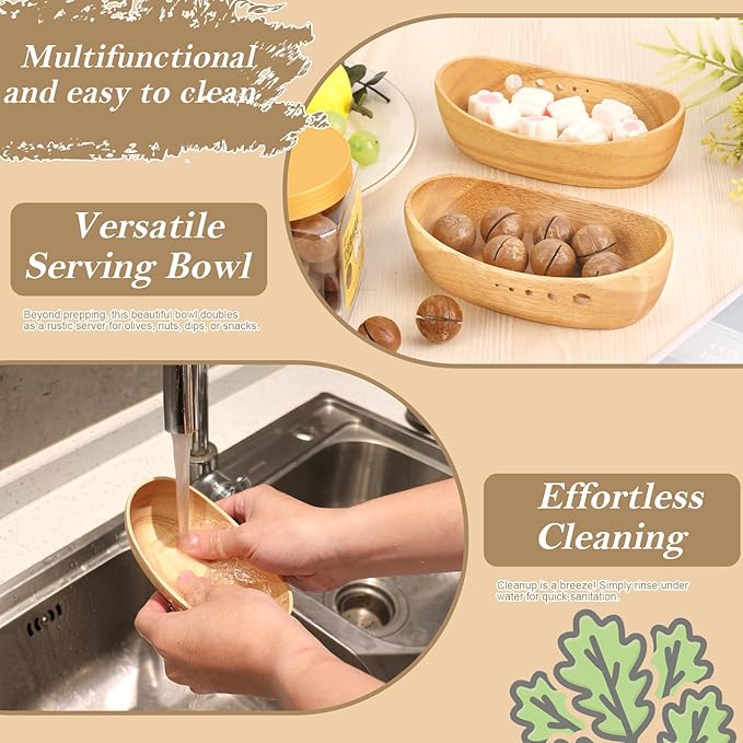 Wooden Herb Stripper Bowl Handmade Herb Stripper Tool with 5 Different Hole Sizes Efficient Herb Peeling Cup Herb Leaf Peeler for Separating Leaves Kale Broccoli Thyme Basil Rosemary