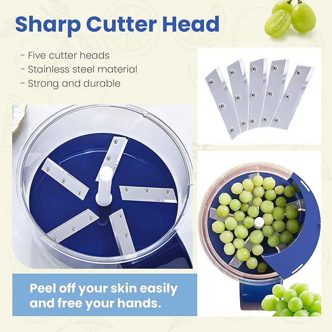 Electric Grape Peeling Machine, Garlic Peeling Machine, Automatic Peeler, Garlic Peeler Skin Remover Commercial Fruit Rechargeable Milk Tea Fruit Shop Special Equipment (Blue)