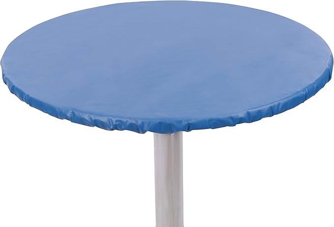 Yourtablecloth Heavy Duty Vinyl Round Fitted Tablecloth (Table Cover) with Flannel Backing Vibrant Colors Elasticized Tablecloth Great for Indoor and Outdoor Dining and Playing Cards 36” Royal Blue