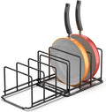 Adjustable 2.2in Pan Organizer Rack - for Pots,Pans,Cutting Boards,Cookie Sheets & Muffin Pans with 6 Slots,Non-Slip