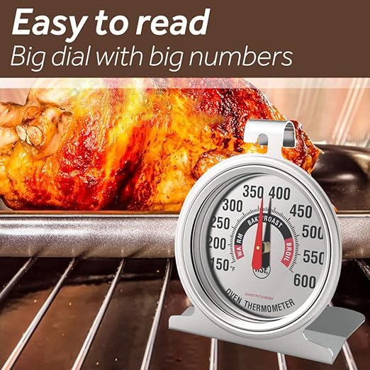 Efeng Large Dial Oven Thermometer for Gas & Electric Oven,Grill Cooking Safety Leave-in- NSF accurately Easy-to-Read Clearly Large Number Shows temperatures for Meat,Grilling or Cake Cooking Oven