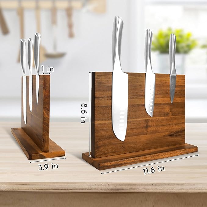 DAWNTREES Magnetic Knife Holder, Double-sided Magnetic Knife Block Kitchen Counter Universal Knife Display Rack Multifunctional Storage