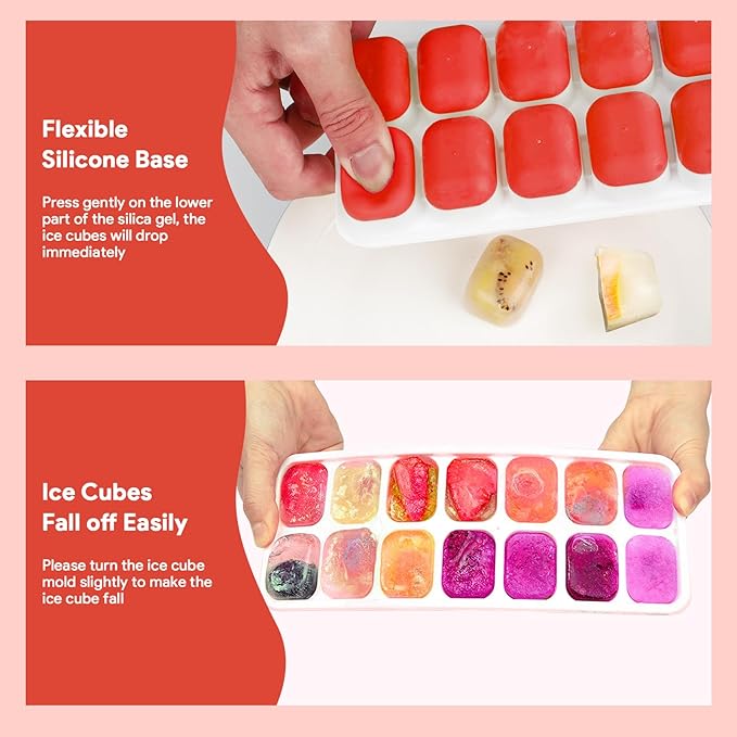 Ice Cube Trays 4 Pack, Airabc Silicone Ice Cube Trays with Removable Lid, Easy-Release Flexible 14-cube Ice Trays, LFGB Certified and BPA Free, Stackable Ice Trays with Covers for Cocktail, Freezer
