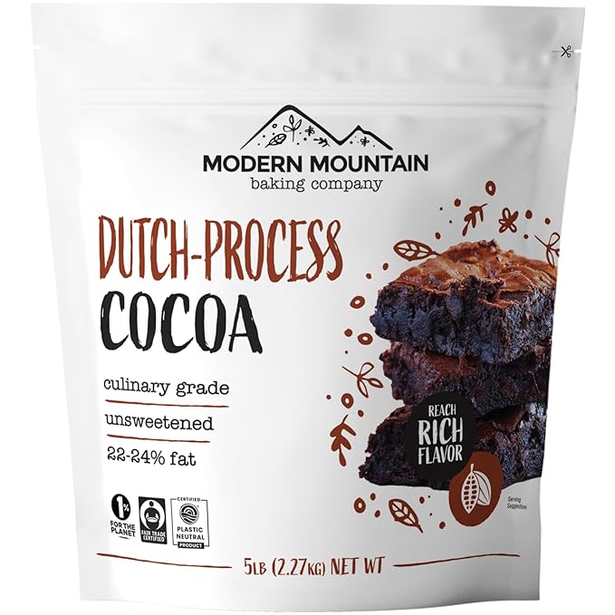Dutch Processed Cocoa Powder (5 lb) Unsweetened, Extra Rich Cocoa Flavor, 22-24% Fat, Premium Culinary Grade, Non-GMO Sourced, Fair Trade Certified, Perfect Cocoa for Baking and Cooking